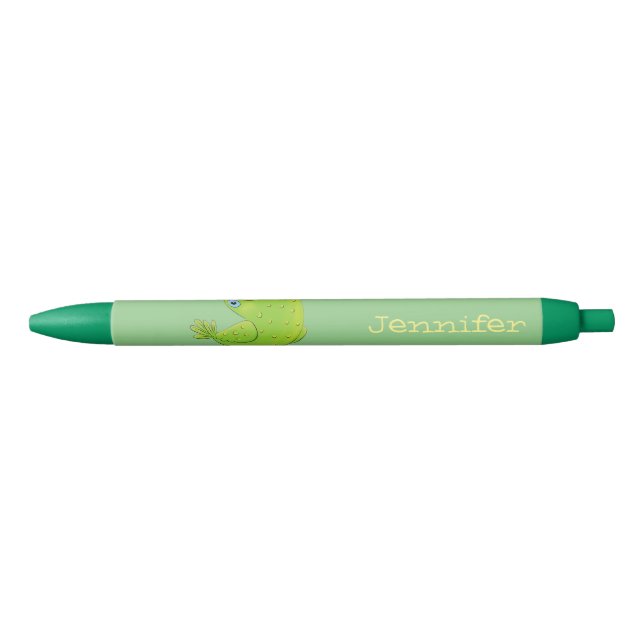 Cute green curious parakeet cartoon illustration pen (Front)