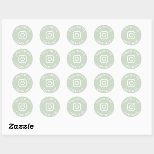 cute green custom instagram social media package classic round sticker
