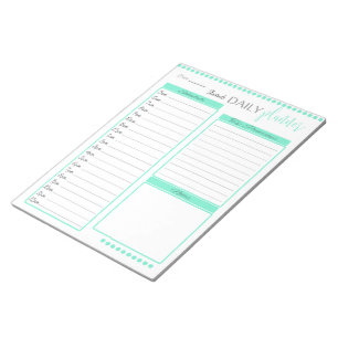 Cute Green Daily Planner Custom Notepad