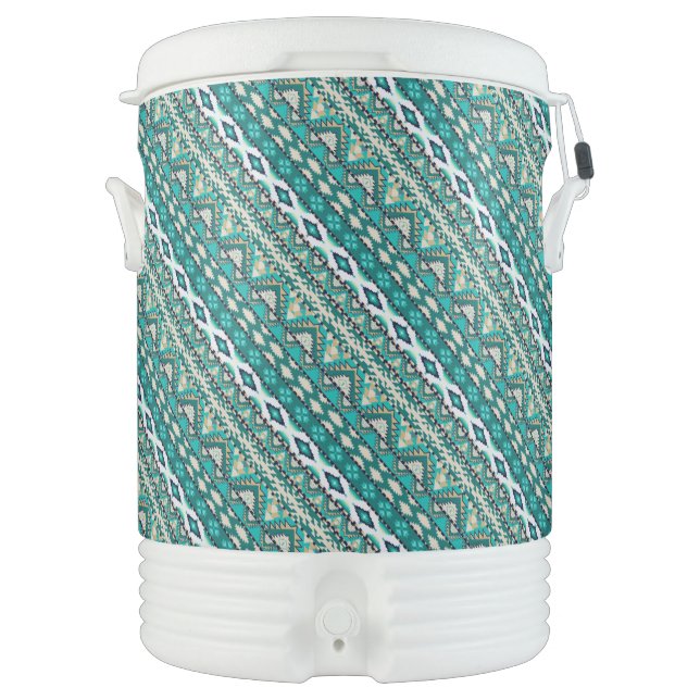 Cute green design aztec patterns design beverage cooler (Front)