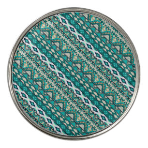 Cute green design aztec patterns design golf ball marker