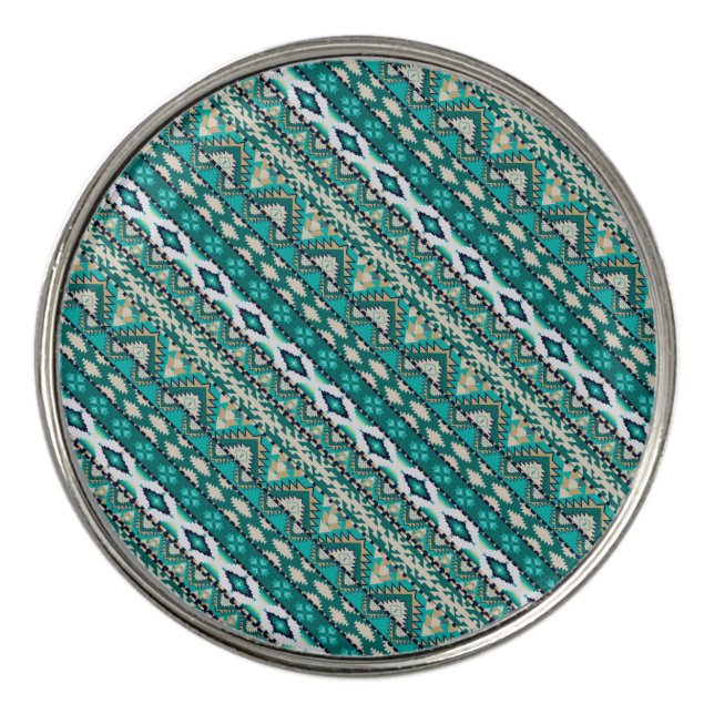 Cute green design aztec patterns design golf ball marker (Front)