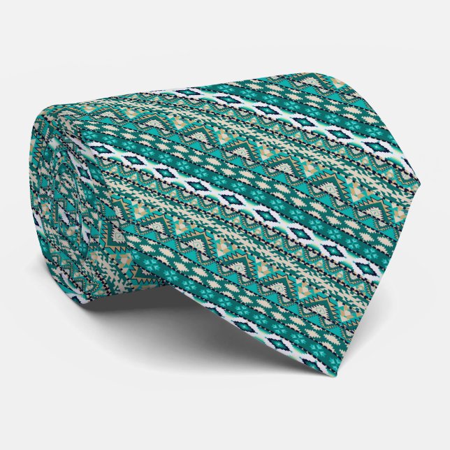 Cute green design aztec patterns design neck tie (Rolled)