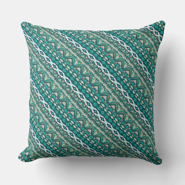 Cute green design aztec patterns design throw pillow (Front)