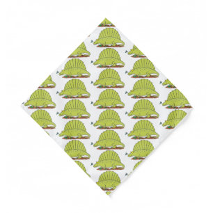Cute green dimetrodon cartoon illustration bandana