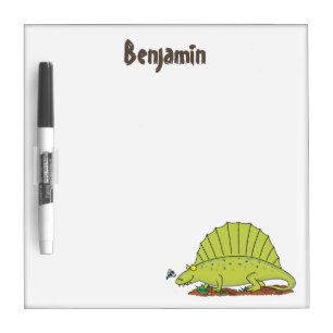 Cute green dimetrodon cartoon illustration dry erase board