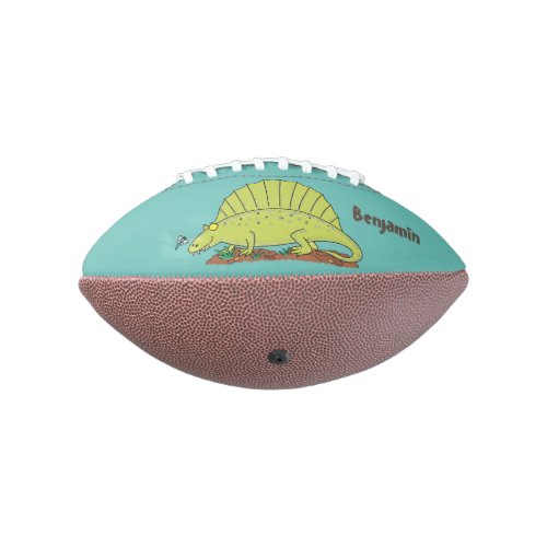 Cute green dimetrodon cartoon illustration football