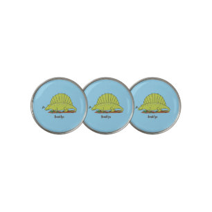 Cute green dimetrodon cartoon illustration golf ball marker
