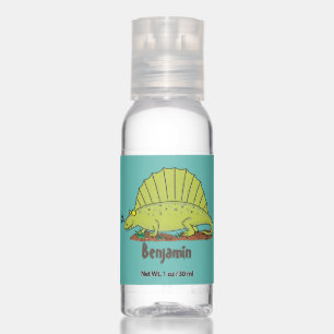 Cute green dimetrodon cartoon illustration hand sanitizer