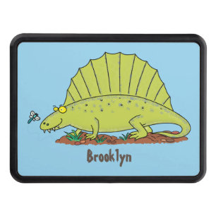 Cute green dimetrodon cartoon illustration hitch cover
