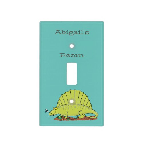 Cute green dimetrodon cartoon illustration  light switch cover