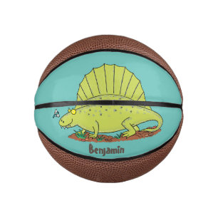 Cute green dimetrodon cartoon illustration mini basketball