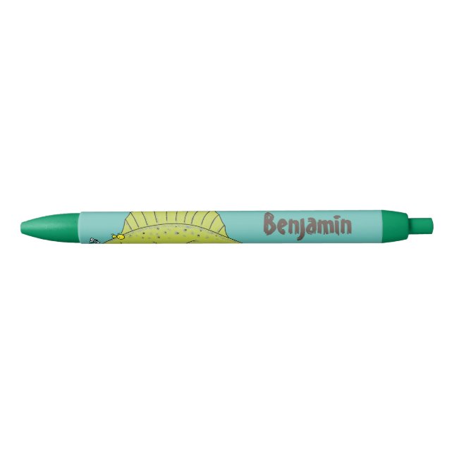 Cute green dimetrodon cartoon illustration pen (Front)