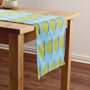Cute green dimetrodon cartoon illustration short table runner