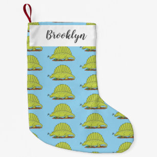 Cute green dimetrodon cartoon illustration small christmas stocking