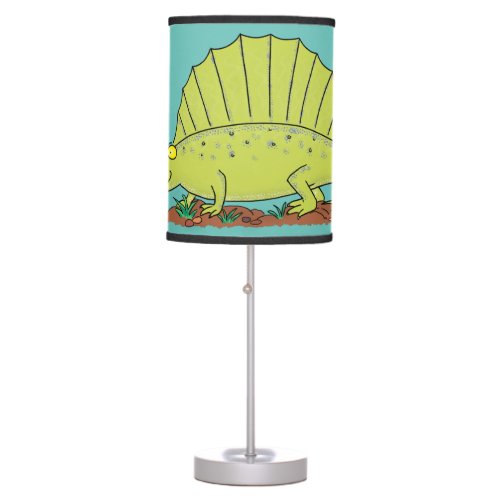 Cute green dimetrodon cartoon illustration table lamp