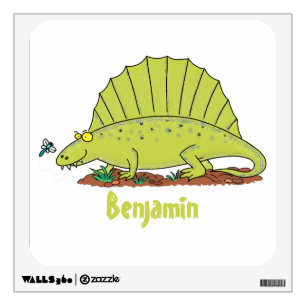 Cute green dimetrodon cartoon illustration wall decal