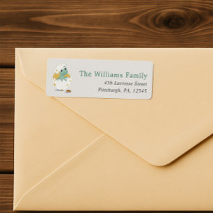 Cute Green Dino-Themed Baby Party Return Address Label
