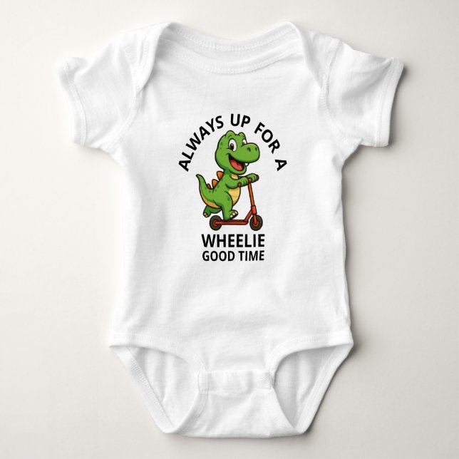 Cute Green Dinosaur  Baby Bodysuit (Front)