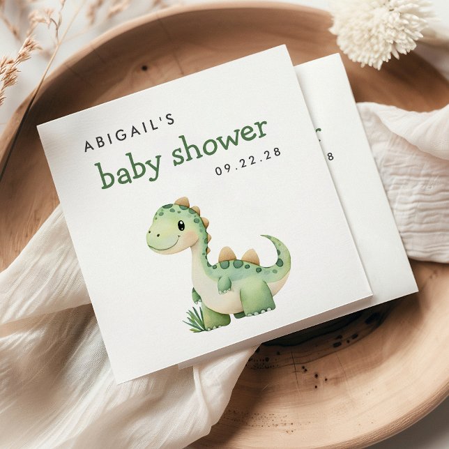 Cute Green Dinosaur Baby Shower Napkins (Creator Uploaded)