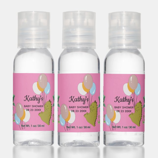 Cute Green Dinosaur Balloon Baby Shower Hand Sanitizer (Set)