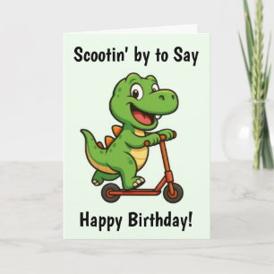Cute Green Dinosaur Birthday Card