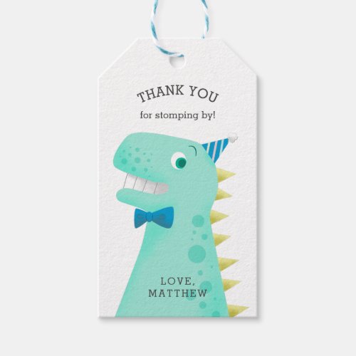 Cute Green Dinosaur Birthday Party Thank You Favor