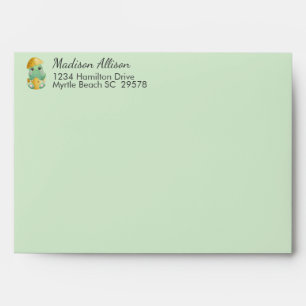 Cute Green Dinosaur Boys Baby Shower Envelope