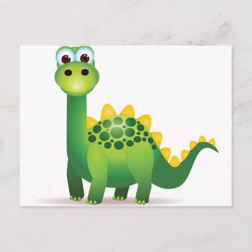 Cute green dinosaur cartoon postcard