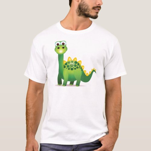 Cute green dinosaur cartoon T_Shirt