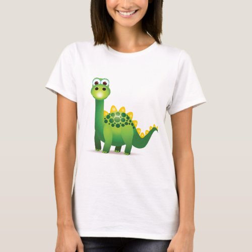Cute green dinosaur cartoon T_Shirt