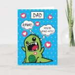 Cute Green Dinosaur Dino Mite Dad Fathers Day Holiday Card