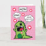 Cute Green Dinosaur Dino Mite Mothers Day Holiday Card