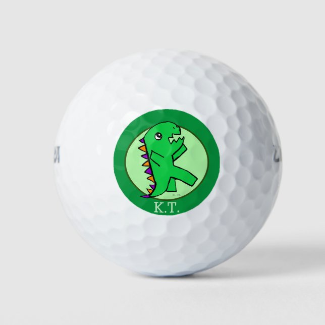 Cute Green Dinosaur Golf Balls (Front)