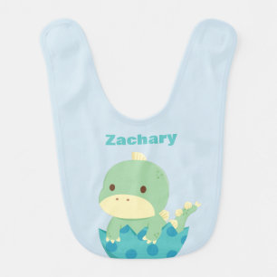 Cute Green Dinosaur in Egg Baby Bib