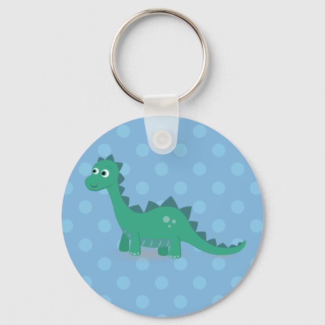 Cute green dinosaur jurassic cartoon animal keychain (Front)