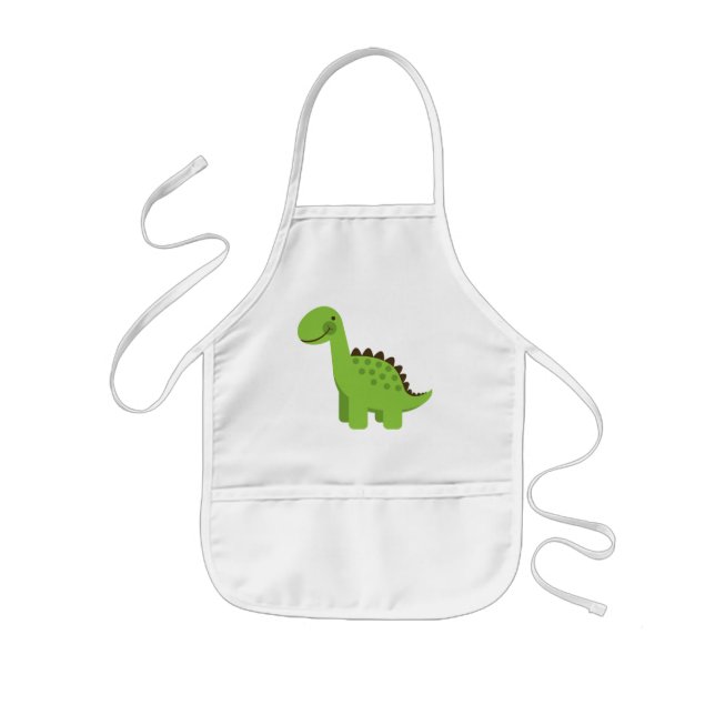 Cute Green Dinosaur Kids' Apron (Front)