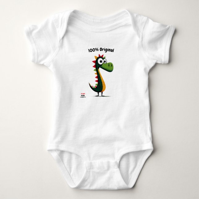 Cute Green Dinosaur | Kids & Teens Style  Baby Bodysuit (Front)