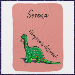 Cute Green Dinosaur Nursery Baby Blanket