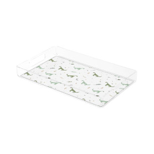 Cute Green Dinosaur Pattern Acrylic Tray