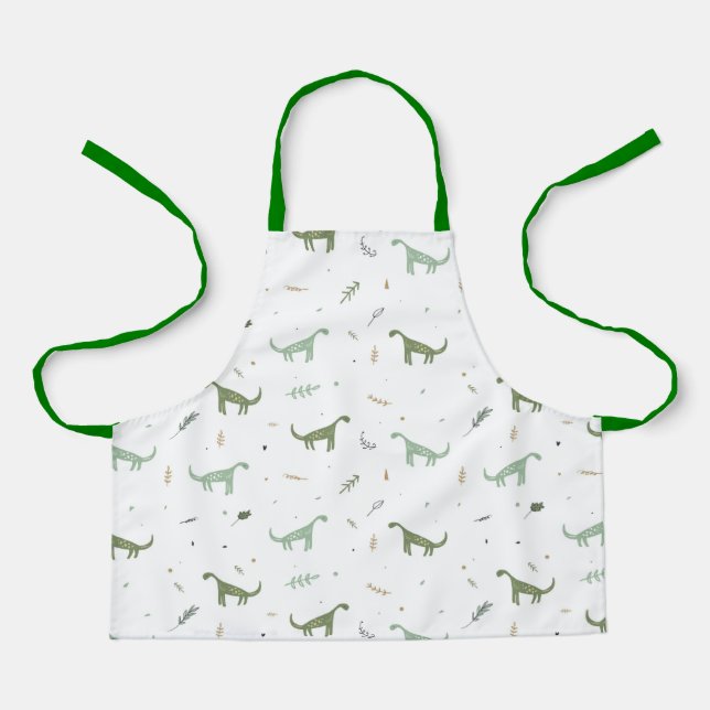 Cute Green Dinosaur Pattern Apron (Front)
