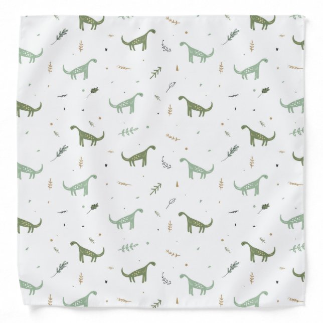 Cute Green Dinosaur Pattern Bandana (Front)