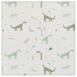 Cute Green Dinosaur Pattern Fabric