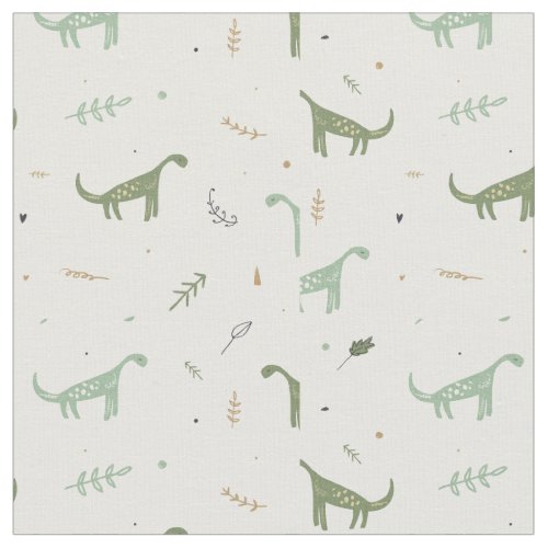 Cute Green Dinosaur Pattern Fabric
