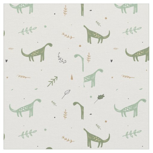 Cute Green Dinosaur Pattern Fabric