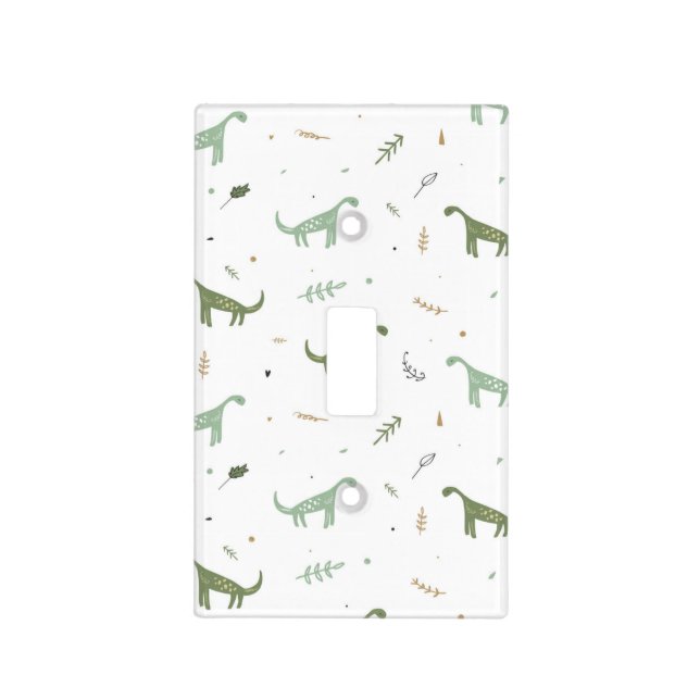 Cute Green Dinosaur Pattern Light Switch Cover (Front)