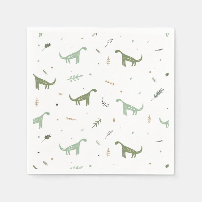 Cute Green Dinosaur Pattern Napkins (Front)
