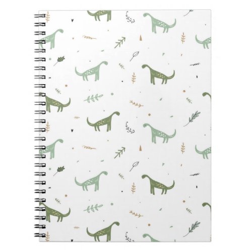 Cute Green Dinosaur Pattern Notebook