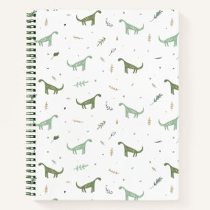 Cute Green Dinosaur Pattern Notebook