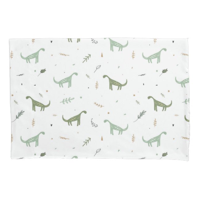 Cute Green Dinosaur Pattern Pillow Case (Front)